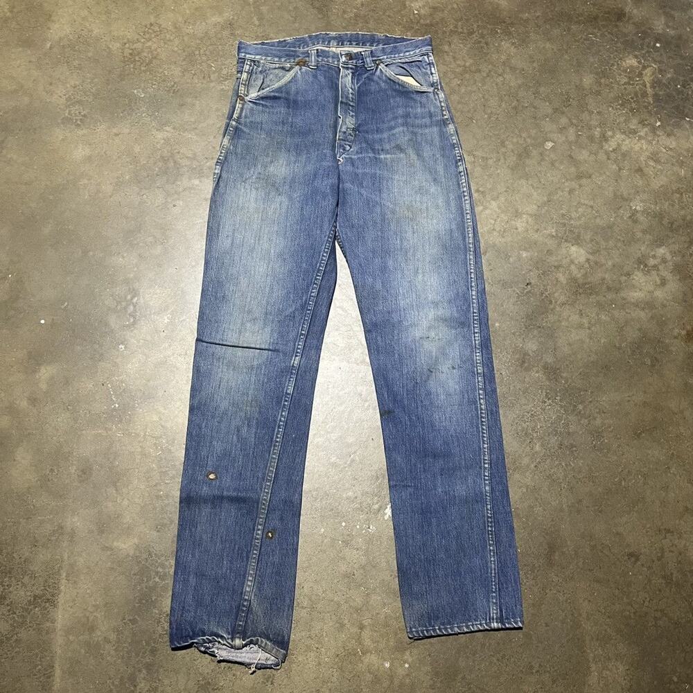 Vintage 60s Cowhide Blue Straight Leg Jeans 29x32